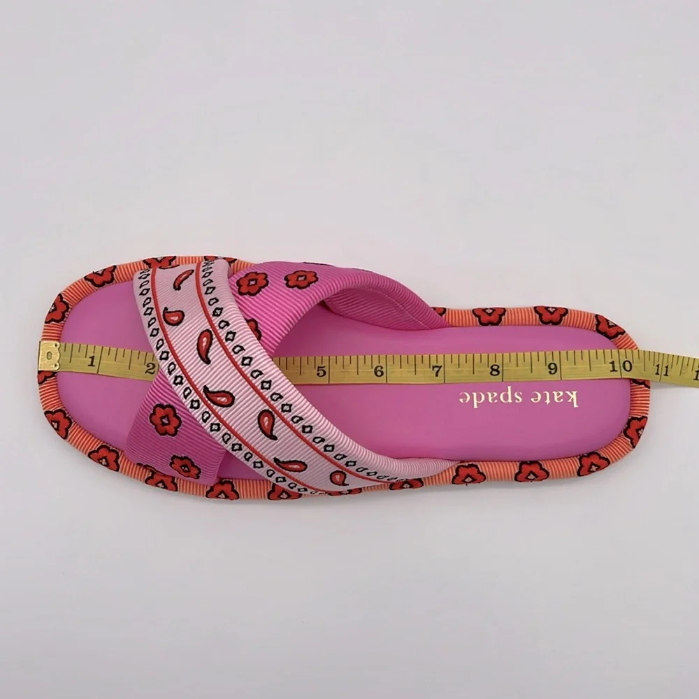 Kate Spade New York Rio Bandana Patchwork Slides Persimmon - Picture 9 of 16